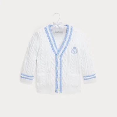 Ralph Lauren Kids' Crest Cotton Cricket Cardigan In White