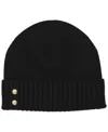 Ralph Lauren Ribbed Button Beanie Hat In Black