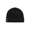 Ralph Lauren Ribbed Button Beanie Hat In Black