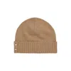 Ralph Lauren Ribbed Button Beanie Hat In Brown