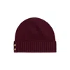 Ralph Lauren Ribbed Button Beanie Hat In Burgundy