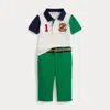 Ralph Lauren Crest Mesh Polo Shirt & Twill Pant Set In Animal Print