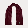 Ralph Lauren Crest-patch Cable-knit Scarf In Burgundy
