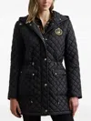 Ralph Lauren Crest-patch Diamond-quilted Hooded Jacket In Black