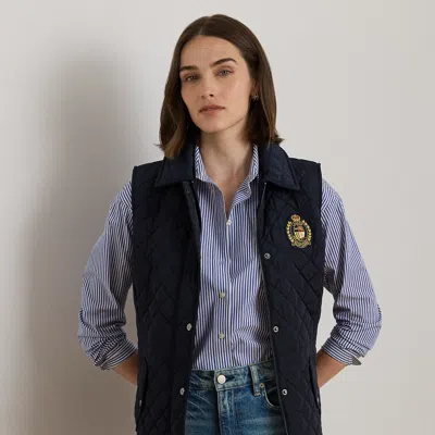 Ralph Lauren Crest-patch Diamond-quilted Vest In Multi
