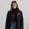 Ralph Lauren Crest-patch Quilted Funnelneck Jacket In Black