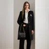 Ralph Lauren Crest-patch Wool-blend Coat In Black
