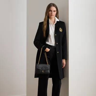 Ralph Lauren Crest-patch Wool-blend Coat In Black
