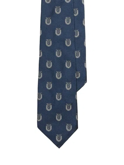 Ralph Lauren 크레스트 모티프 실크 넥타이 In Blue
