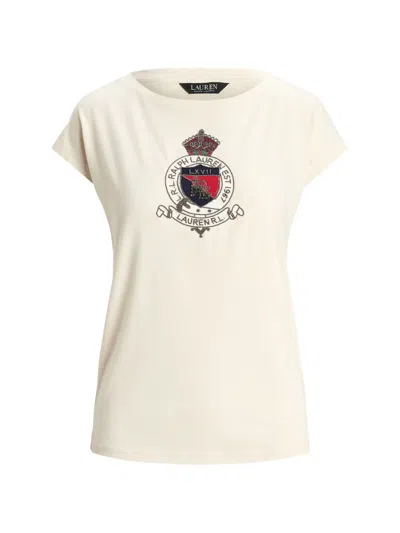Ralph Lauren Crest-patch Cap-sleeve T-shirt In Neutral