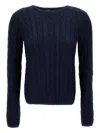 Ralph Lauren Crew-neck Cable-knit Sweater In Blue