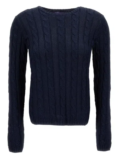Ralph Lauren Crew-neck Cable-knit Sweater In Blue
