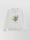Ralph Lauren Crew Neck Cotton Blend Sweatshirt With Mélange Effect In Gray