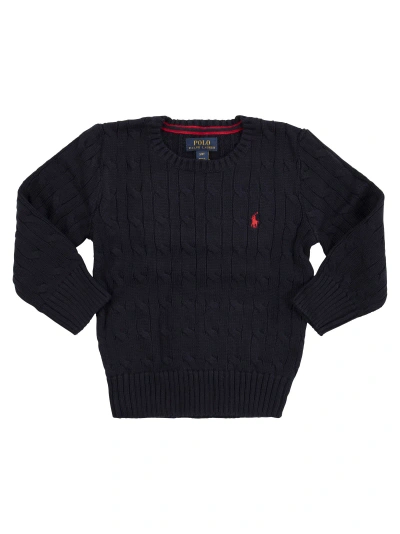 Ralph Lauren Kids' Crew-neck Cotton Cable-knit Sweater In Navy