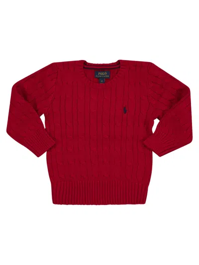 Polo Ralph Lauren Kids' Cable Wool-cashmere Crewneck Sweater In Red