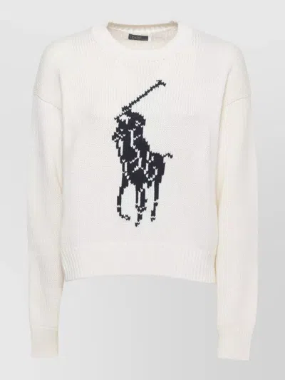 Ralph Lauren Crew Neck Cotton Sweatshirt Graphic Design In Neutral