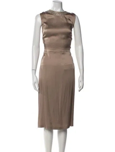 Pre-owned Ralph Lauren Crew Neck Knee-length Dress In Neutral