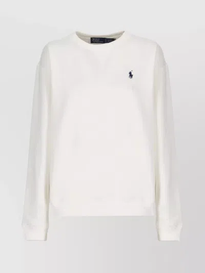 Ralph Lauren Crew Neck Knitwear Ribbed Trims In White