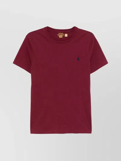 Ralph Lauren Crew Neck Logo T-shirt In Lightweight Jersey In Burgundy