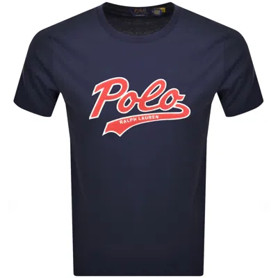Ralph Lauren Crew Neck Logo T Shirt Navy In Blue