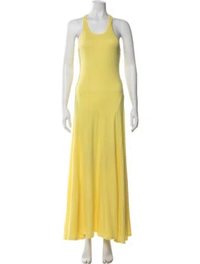 Pre-owned Ralph Lauren Crew Neck Long Dress In Yellow