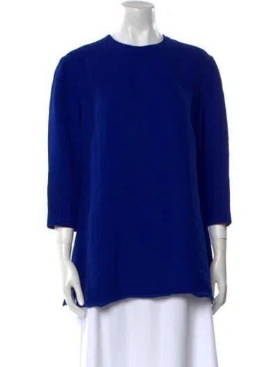 Pre-owned Ralph Lauren Crew Neck Long Sleeve Blouse In Blue
