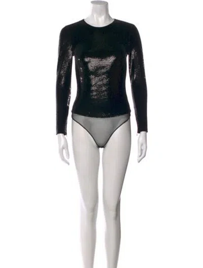 Pre-owned Ralph Lauren Crew Neck Long Sleeve Bodysuit In Black