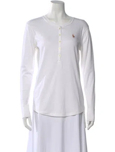 Pre-owned Ralph Lauren Crew Neck Long Sleeve Polo In White