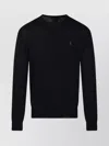 Ralph Lauren Crew Neck Long Sleeve Sweater With Ribbed Cuffs In Black