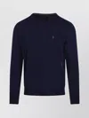Ralph Lauren Crew Neck Long Sleeve Sweater With Ribbed Cuffs In Blue
