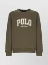 Ralph Lauren Olive Crewneck Embroidered Logo Sweatshirt In Brown