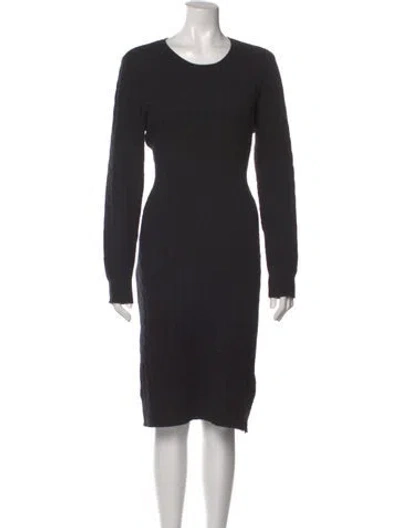 Pre-owned Ralph Lauren Crew Neck Midi Length Dress In Black