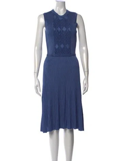 Pre-owned Ralph Lauren Crew Neck Midi Length Dress In Blue