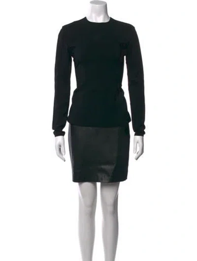 Pre-owned Ralph Lauren Crew Neck Mini Dress In Black