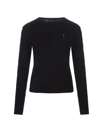 Ralph Lauren Crew Neck Sweater In Black Braided Knit