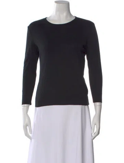 Pre-owned Ralph Lauren Crew Neck Three-quarter Sleeve Top In Black