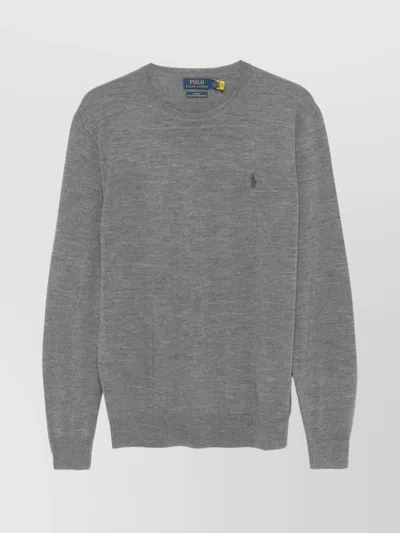 Ralph Lauren Grey Crew Neck Sweater In Gray
