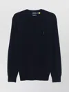 Ralph Lauren Crew Neck Wool Sweater With Ribbed Trim In Black