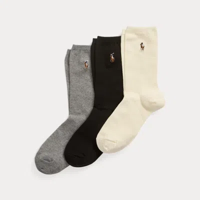 Polo Ralph Lauren Crew Sock 3-pack In Black In Brown