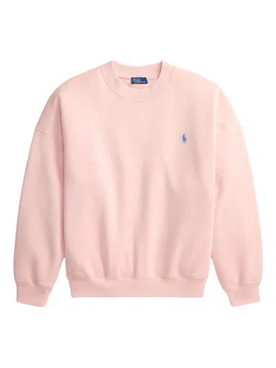 Ralph Lauren Crew-neck Logo Sweatshirt In Pink