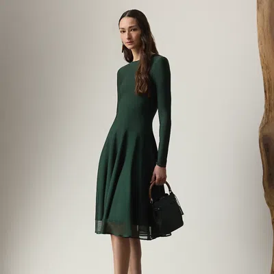 Ralph Lauren Crewneck Long-sleeve Sweater Day Dress In Green