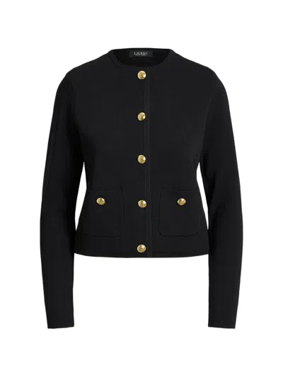 Ralph Lauren Crew-neck Long-sleeve Cardigan In Black