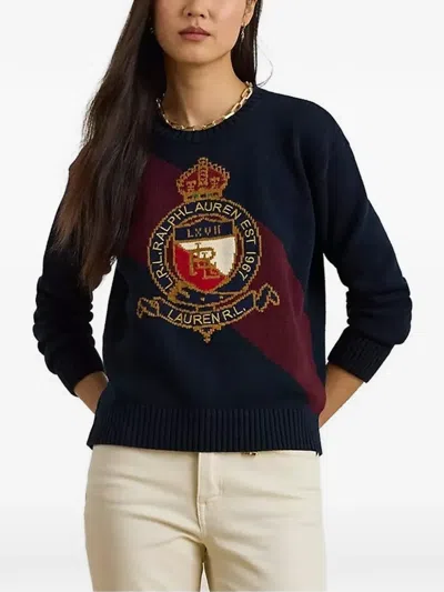 Ralph Lauren Womens Riednee Crest Combed Pull On Sweater In Multi
