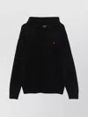 Ralph Lauren Crewneck Sweater Drawstring Hood In Black