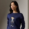 Polo Ralph Lauren Cricket Polo Bear Silk Sweater In Dark Sapphire