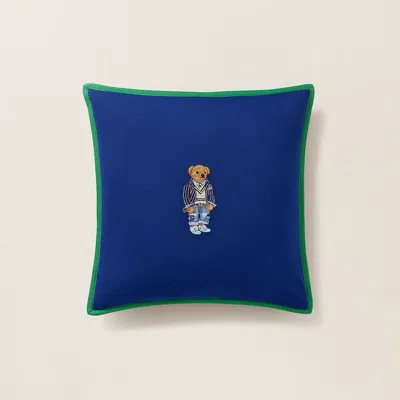 Ralph Lauren Cricket Polo Bear Throw Pillow In Blue