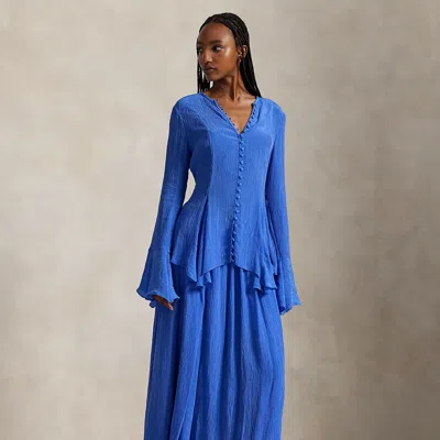 Ralph Lauren Crinkled A-line Wrap Skirt In Blue