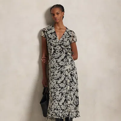 Polo Ralph Lauren Crinkled Floral Wrap Dress In Dusty Daisy