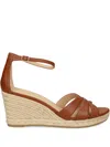 Ralph Lauren Crisscross-strap Wedge Sandals In Brown