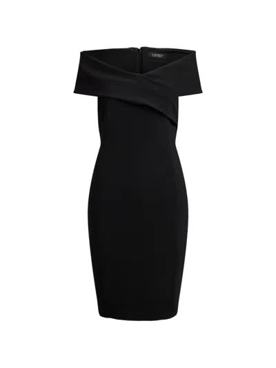 Ralph Lauren Crisscross-detail Off-the-shoulder Midi Dress In Black